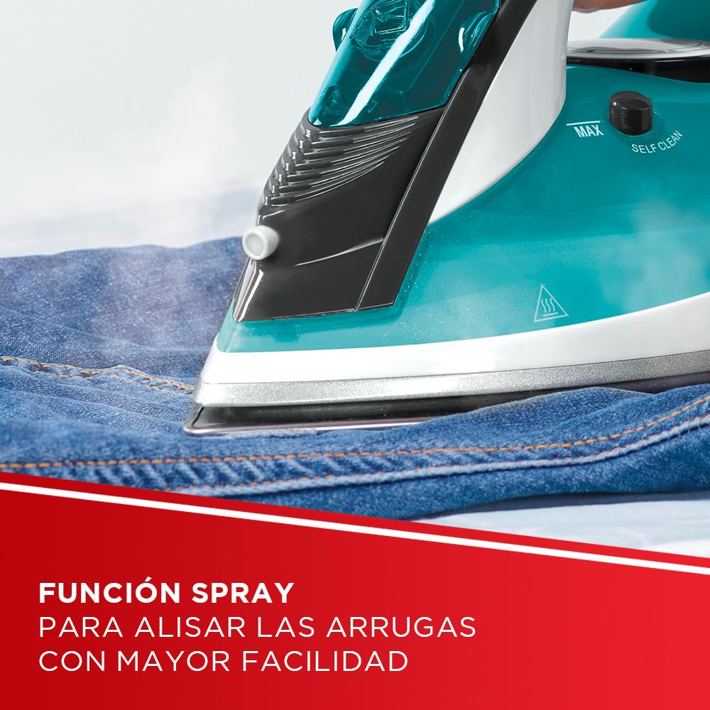 Polti Vaporella Quick&Comfort QC120, Plancha de Vapor con Suela de Acero Inoxidable, Empuñadura Soft Touch, Potencia 2200 W, Depósito 300 ml, Golpe de Vapor 180 g, Azul Claro y Negro