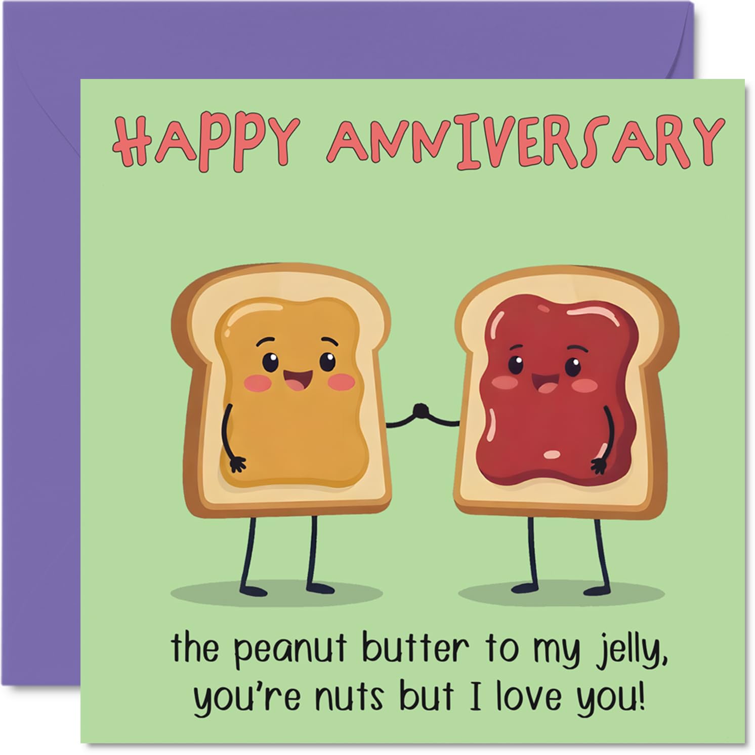 Funny Anniversary Card - Peanut Butter and Jelly - Cheeky Happy Anniversary Card for, 145mm Joke Humour Anniversaries Greeting Cards