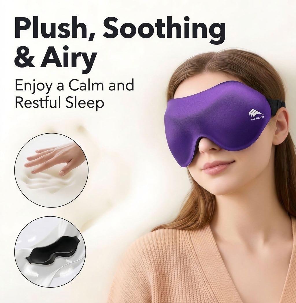 Antifaz para bloquear la luz del sueño: máscara ligera contorneada 3D para extensiones de pestañas, correa ajustable, lavable, cero presión, perfecta para hombres y mujeres, avión, viajes, yoga