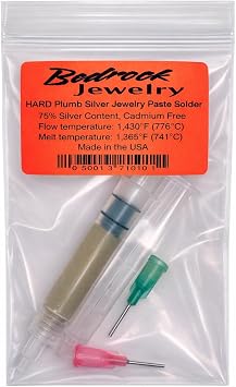 Silver Solder Paste, Hard, with a flux, Ss 75, 3 dwt syringe, lead-free, cadmium-free, Made in USA (Hard)