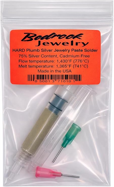 Silver Solder Paste, Hard, with a flux, Ss 75, 3 dwt syringe, lead-free, cadmium-free, Made in USA (Hard)