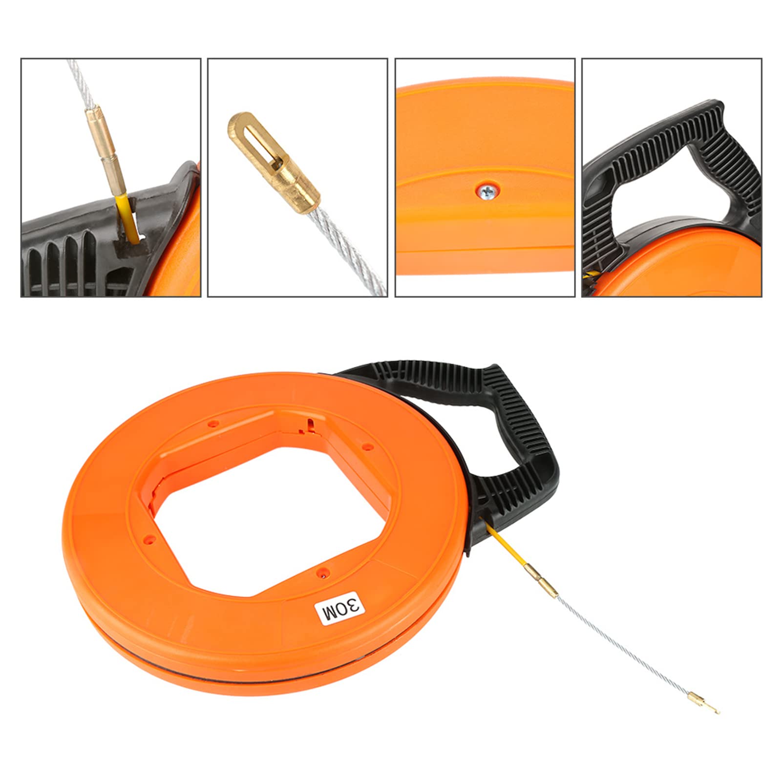 Tirador de cables, Cinta pasacables de fibra de vidrio, juego de cables de funcionamiento con tirador de Cable de 30m, Kit de varillas de empuje eléctricas