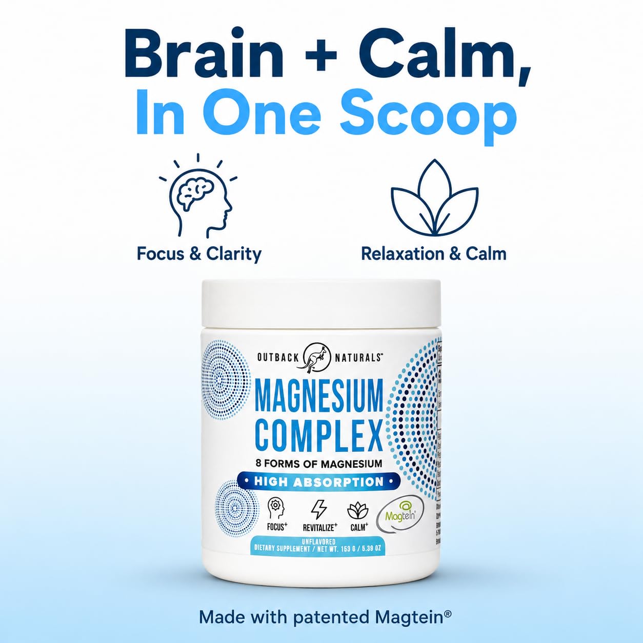 Magnesium Complex Powder - 8 Types of Magnesium, L-Threonate (Magtein), Glycinate, Malate, and More for Brain Health, Relaxation, Maximum Absorption - Unflavored, 30 Servings — Amazon image 2