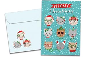 Tree-Free Greetings, Designer Christmas Card, 5x7, Endless Meowy Christmas