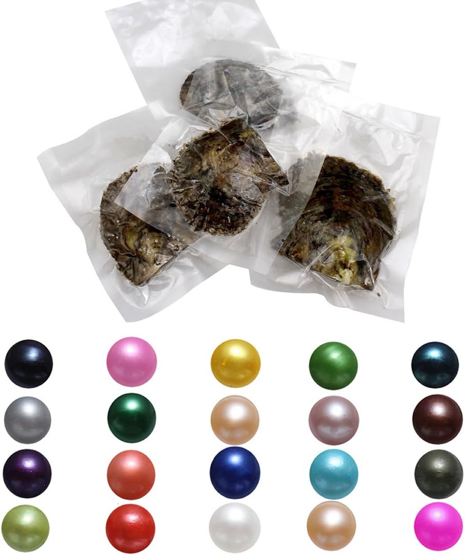 36PCS Natural Freshwater Pearl Oyster with Freshwater Pearl Pregnancy Ball Necklace, Inside with 7-8mm of Love Wish