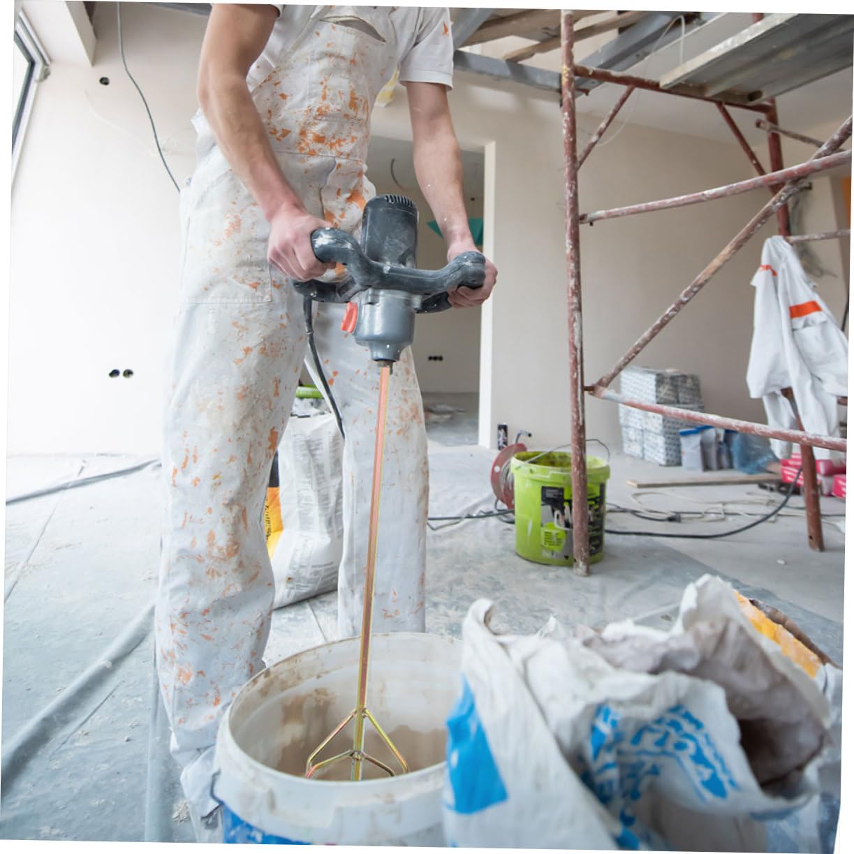 jojofuny 2 Pezzi Miscelatore per Vernice in Acciaio, Asta per Trapano, Mescolatura Rapida ed Efficiente, per Cemento e Stucco