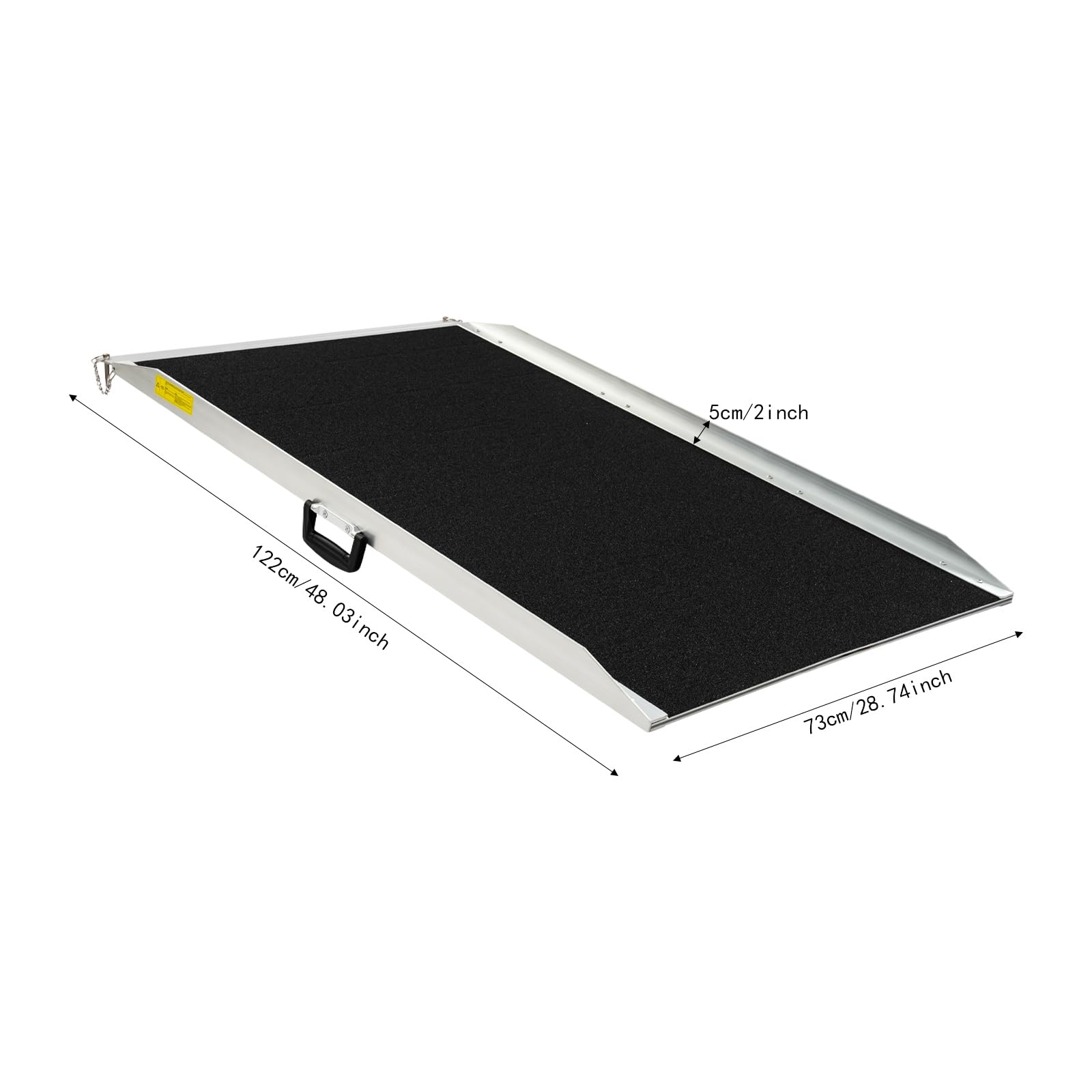 Rampa para silla de ruedas de 122 cm portátil con superficie antideslizante | Rampa de aluminio para puertas y escalones, carga máxima de 272 kg para andador, scooter de movilidad