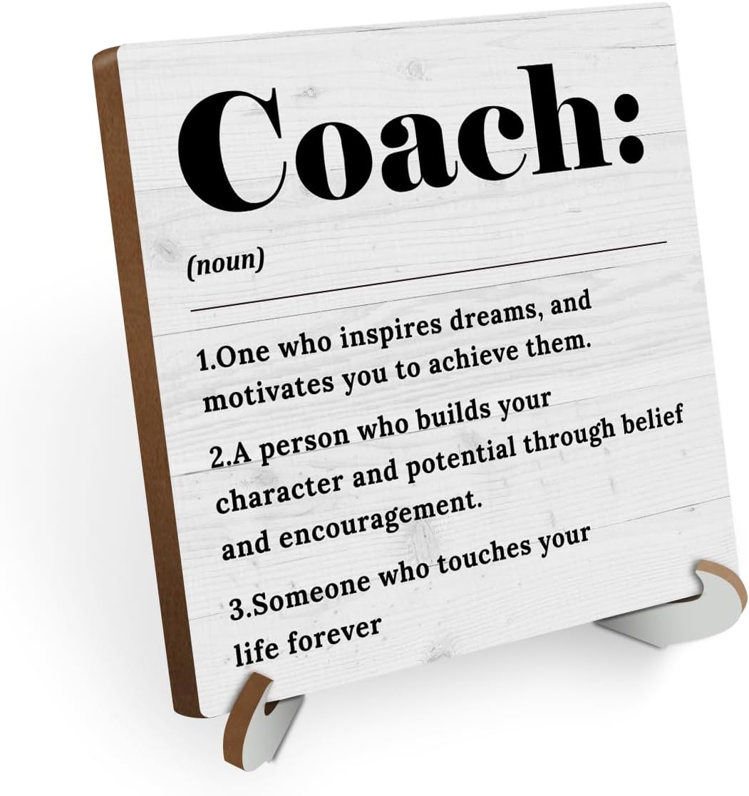 Coach Noun Wood Sign Desk Decor Motivational Rustic Office