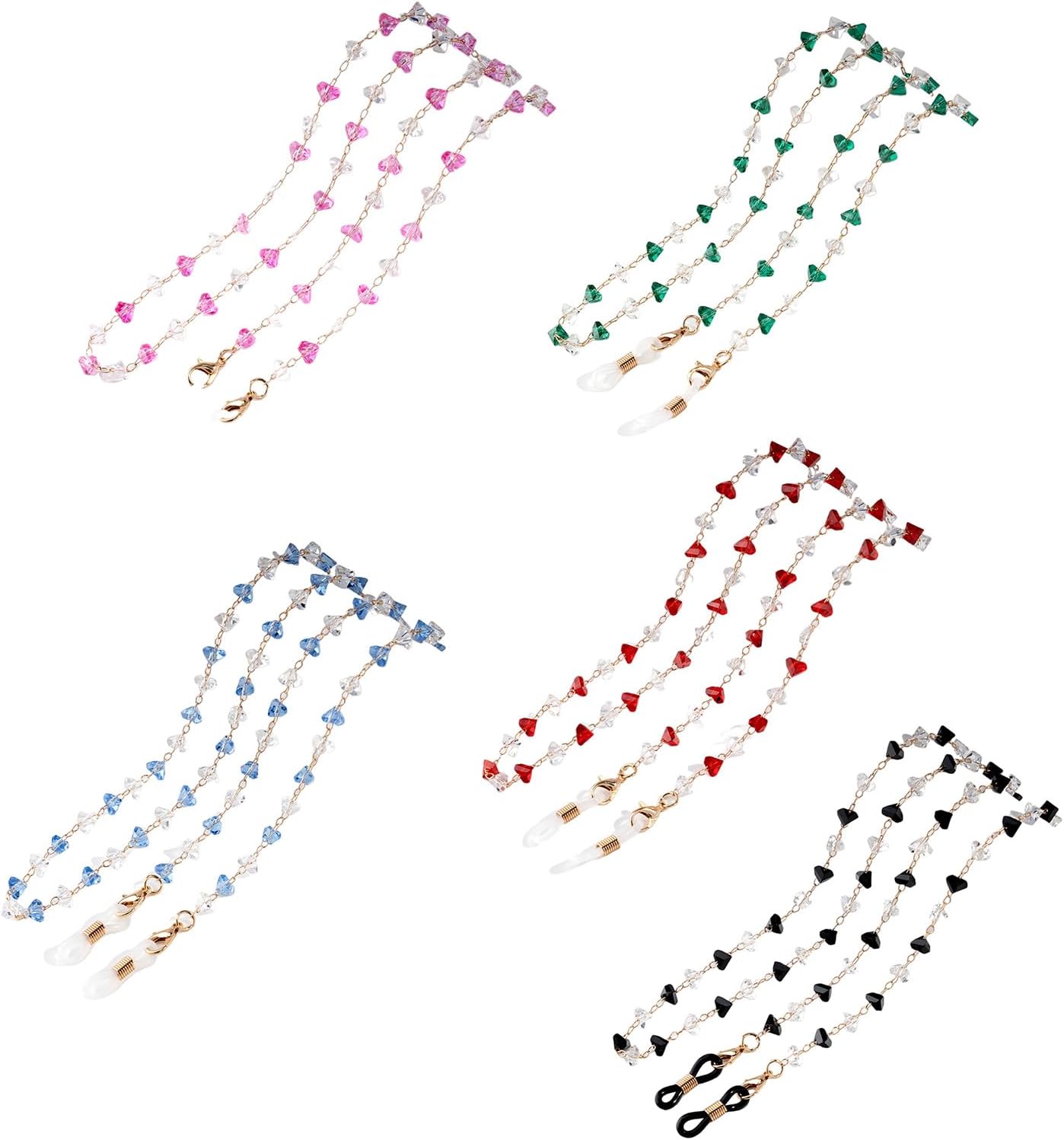 Crystal Eyewears Chain Glasses Nonslip Strap Eyeglasses Retainer Lanyard for Adult Women Men Fashion Eyewears Accessory Glass
