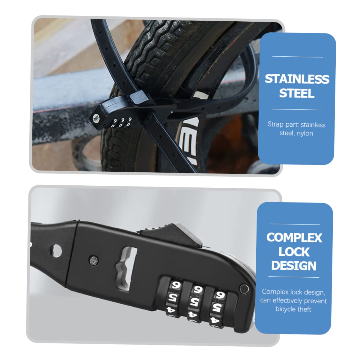 YARNOW Lucchetto Fascetta Combinata Per Mountain Bike e Scooter, Portatile, in Metallo, Leggero e Chiave, Protezione Antifurto Per Bici Da Ciclismo