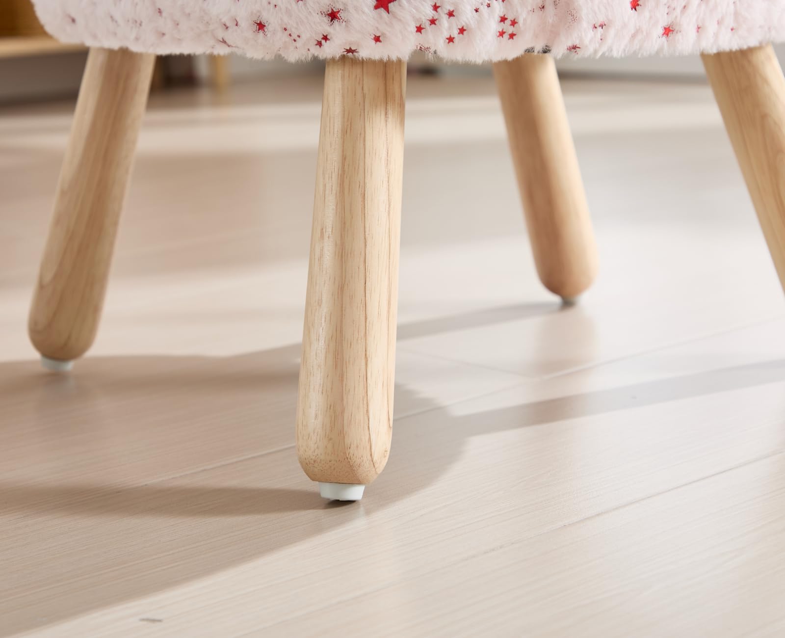 Sedia Carina per Bambini in Pelliccia Poltroncina per Bambini con Schienale a Petali Divanetto Bambino in Legno per Camera da Letto/Soggiorno/Sala Giochi, Rosa