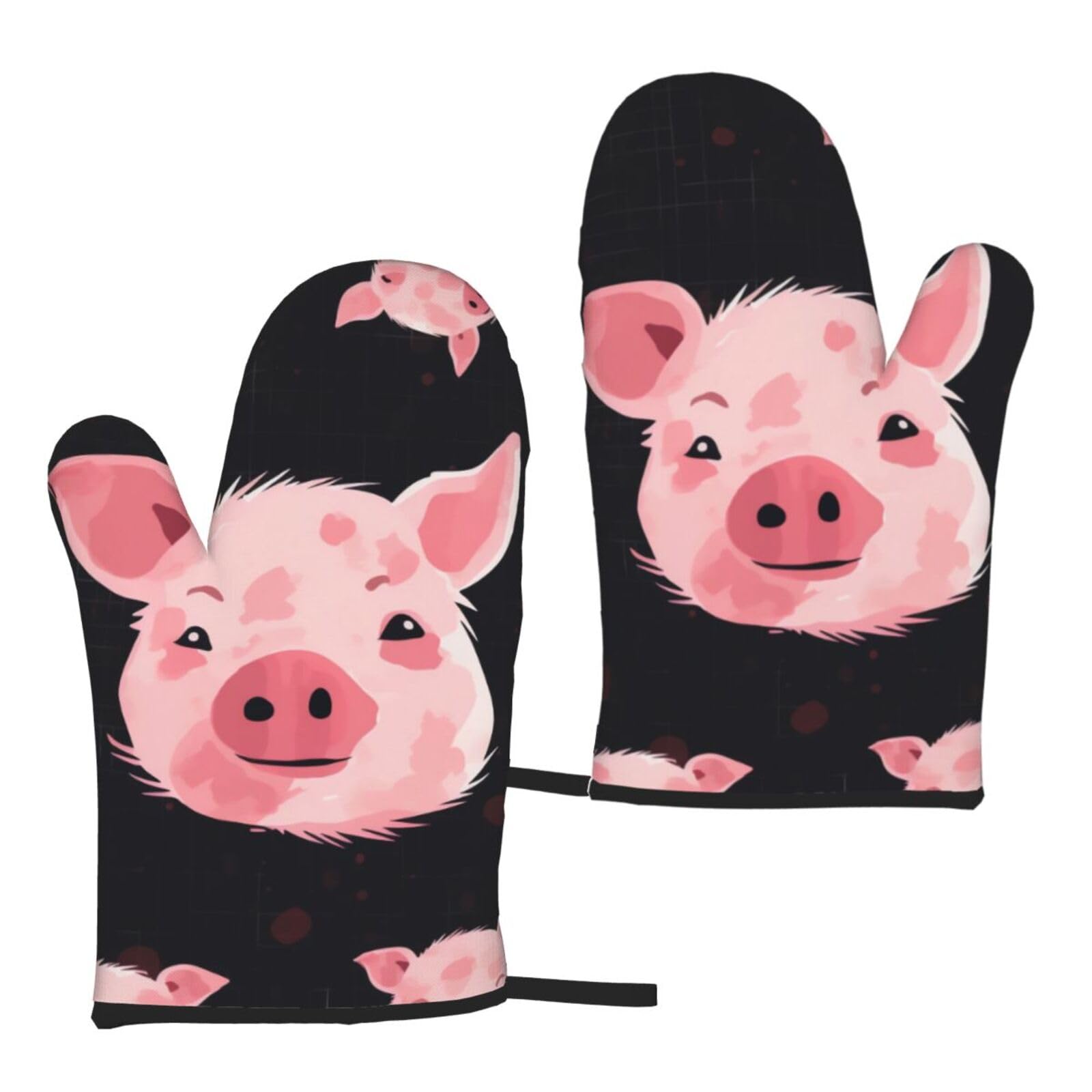 Background Printed Oven Mitts Sets 2 PCS Heat Resistant and Non-Slip Glove Potholder for Kitchen Cooking Baking Grilling