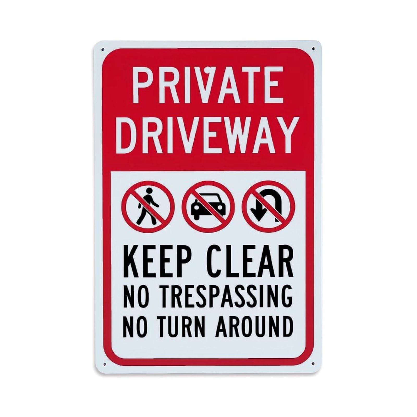 Jdfenggu Vintage Private Driveway Keep Clear Sign Retro Metal Tin Sign, Metal Poster For Bar, Home, Man Cave, Kitchen, Laundry Room Art Decor 8X12 Inch
