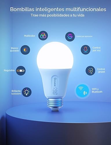 Miniatura 4 de Govee - Focos LED inteligentes, luz que cambia de color, 1000 lm, focos Wi-Fi y Bluetooth, funcionan con Alexa y Google Assistant, focos