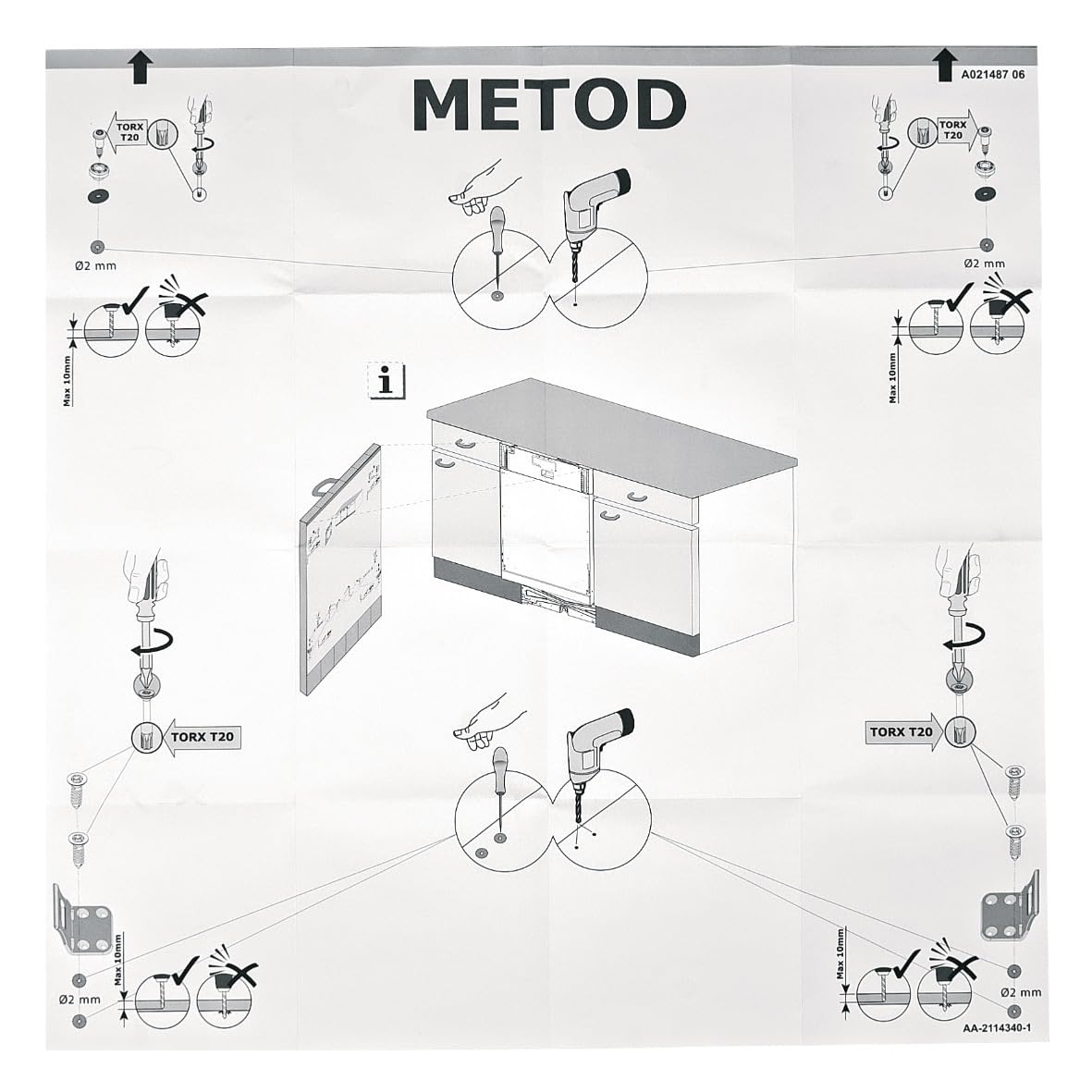 easyPART Kompatibel/Ersatz für Electrolux 140021487032 Einbauschablone METOD Whirlpool für IKEA Geschirrspüler