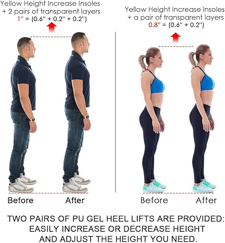 Miniatura 10 de Dr. Shoesert Plantillas de aumento de altura ajustable de 3 capas, insertos de elevación de talón con amortiguador de absorción de impactos de 34 de