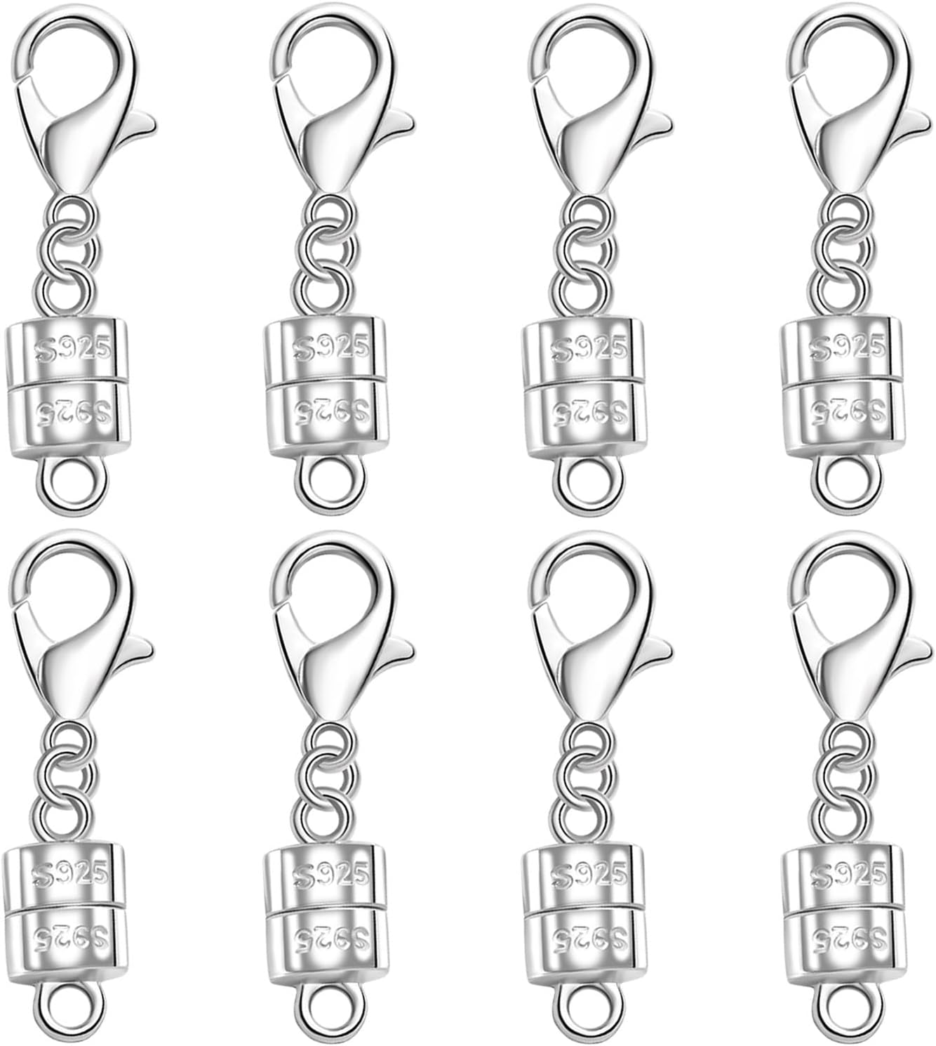 925 Silver Magnetic Necklace Clasp with Lobster Clasp,Magnetic Necklace Clasps and Closures for Bracelet Necklace Extender (5silvery)