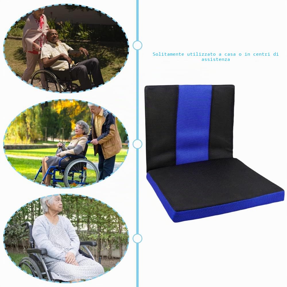Cuscino per sedia a rotelle e schienale per disabili, accessori per alleviare la pressione, 40,6 x 45,7 cm