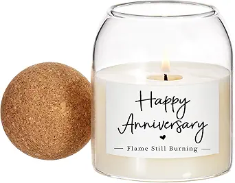 Anniversary Candle Gifts for Couples, Men & Women - 9oz Soy Wax Candle in Cute Jar