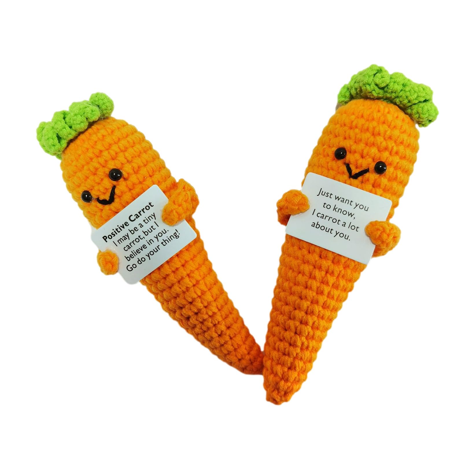 JacekeeHandmade Crocheted Carrot | Positive Energy Crocheted Funny Carrot Toy,Birthday Christmas New Year Gifts with with Positive Card, Home Party Decoration