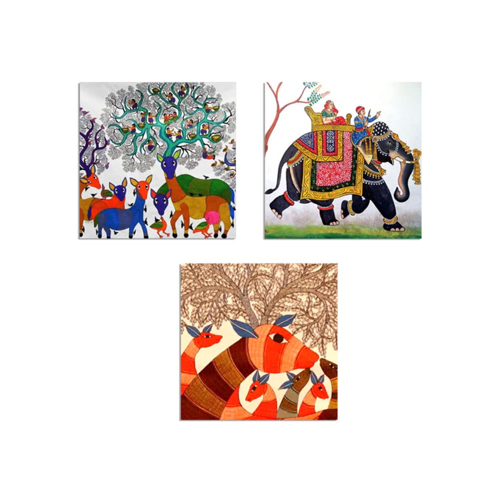 Artvibes Fridge Magnet Madhubani Art Decorative Item for Refrigerator|Almirah|Washing Machine(RM_7088)-image-29