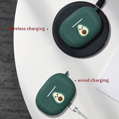 Miniatura 4 de Funda para Beats Studio Buds, linda funda de aguacate Kawaii con llavero diseño de dibujos animados 3D, funda protectora de silicona suave divertida