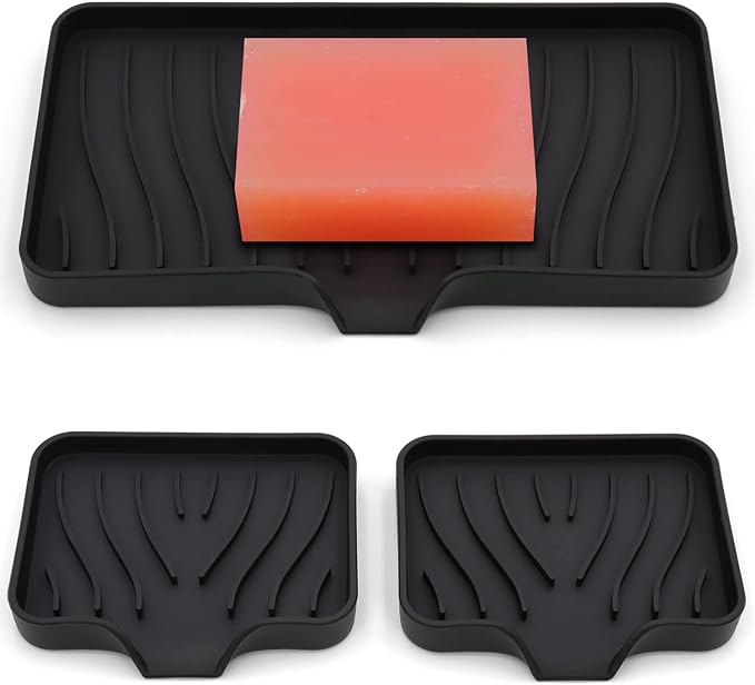 3Pack Soap Dishes for Bar Soap, Sponge Holder for Kitchen
