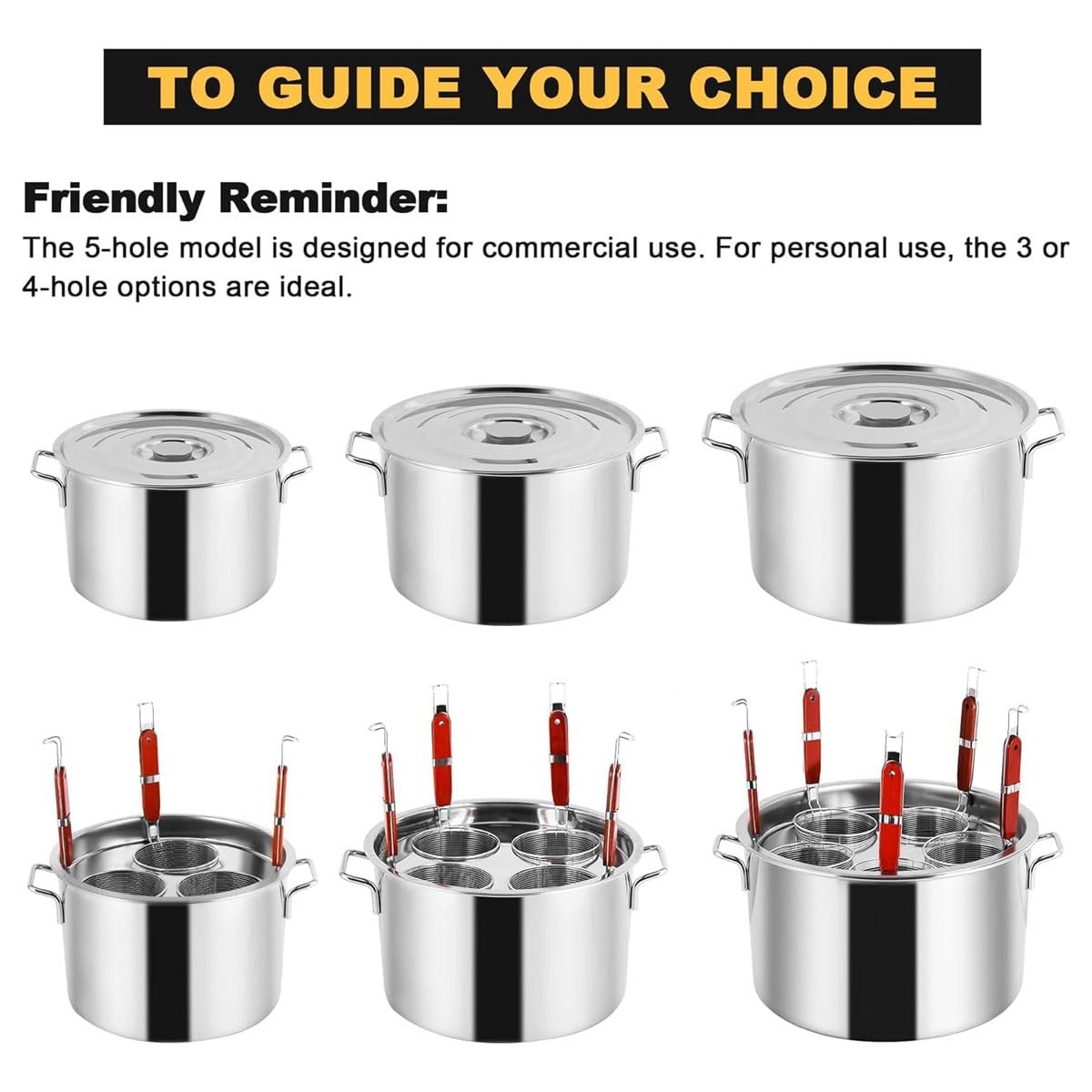 Juego de cocina de pasta comercial, máquina de cocción de fideos de acero inoxidable con agujeros de 3/4/5 y filtros para una fácil preparación de espaguetis, ideal para restaurantes y uso doméstico