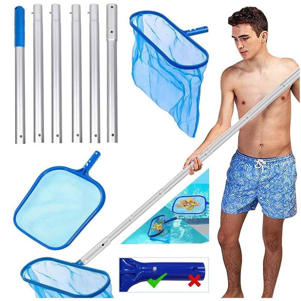 Pool Kescher,Laubkescher Pool,Poolkescher,Teich Kescher mit Teleskopische Pole,Bodenkescher Pool,Pool Kescher Set,Kescher Teich Feinmaschig,Pool Tief Kescher,Poolreinigung für Schwimmbad,Aquarium,Spa