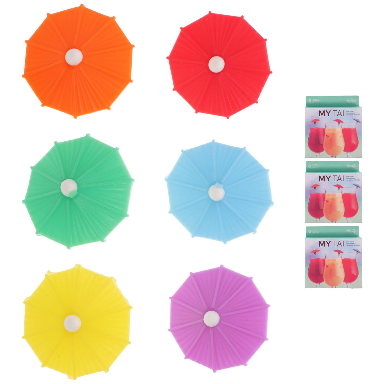 STOBAZA 24Pcs Umbrella Drink Markers Creative Bar Accessories for Wine Glasses Mugs and Pint Glasses Heat Resistant Food Grade Party Cup Labels