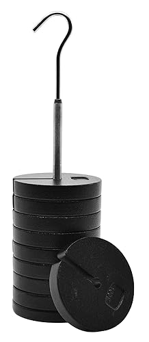 EISCO Juego de masa ranurada de 10 piezas, 35.27 oz – Zinc Casted – Incluye 9 pesos (3.53 oz cada uno), un colgador (3.53 oz)