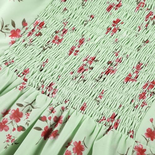 Image of Belle Poque Sun Dresses for Women Spring Summer Floral Midi Flowy Spaghetti Ruffle Wedding Guest Tea Party Dress
