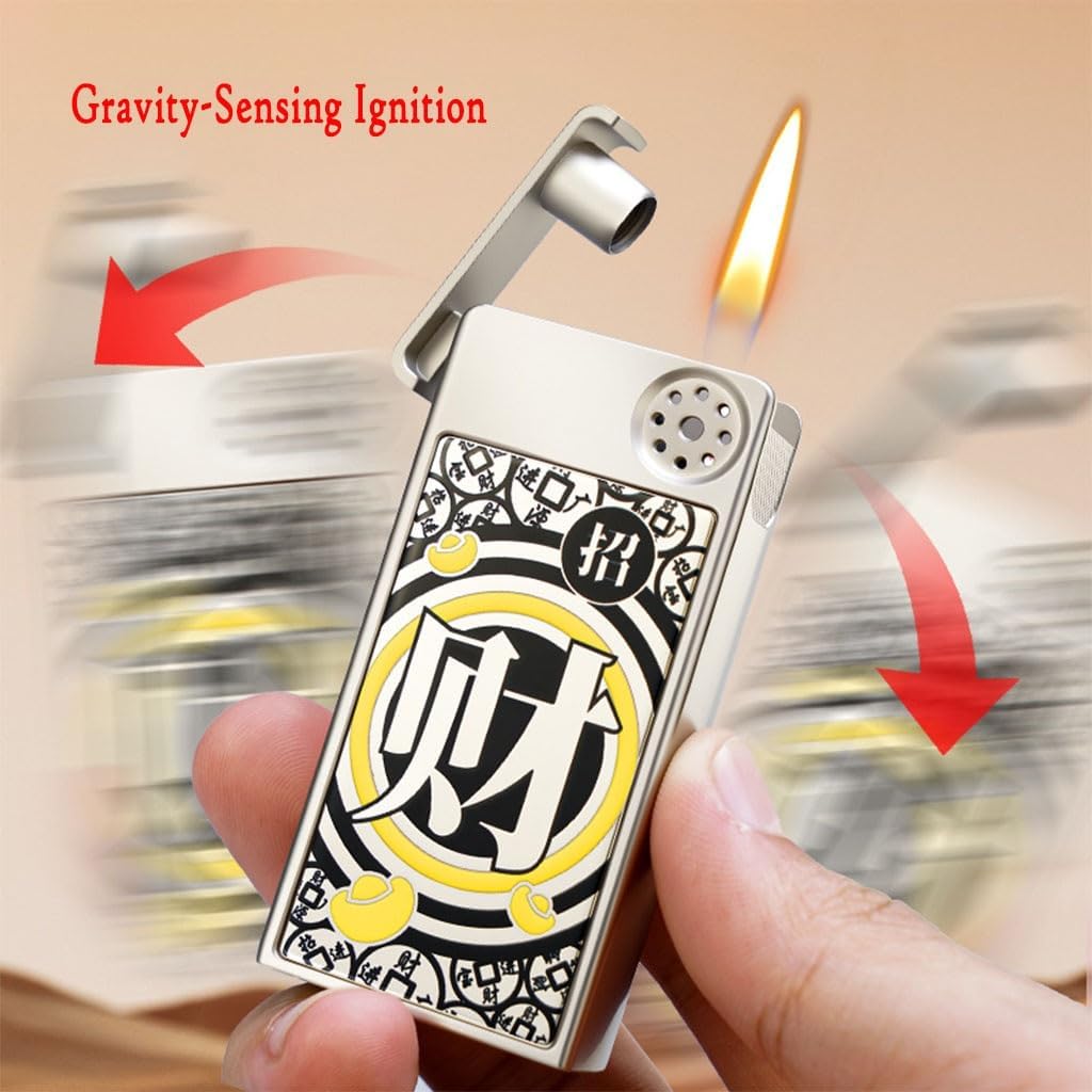 Automatic Mechanical Kerosene Lighter Smart Voice-Activated Metal Open Flame Lighters Soft Flame(Silver 2)