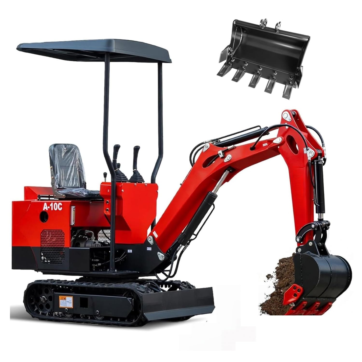 13.5HP Mini Excavator - Gasoline Powered Hydraulic Crawler Digger with 360° Rotation & Internal Hose Protection for Farming(10C-A)