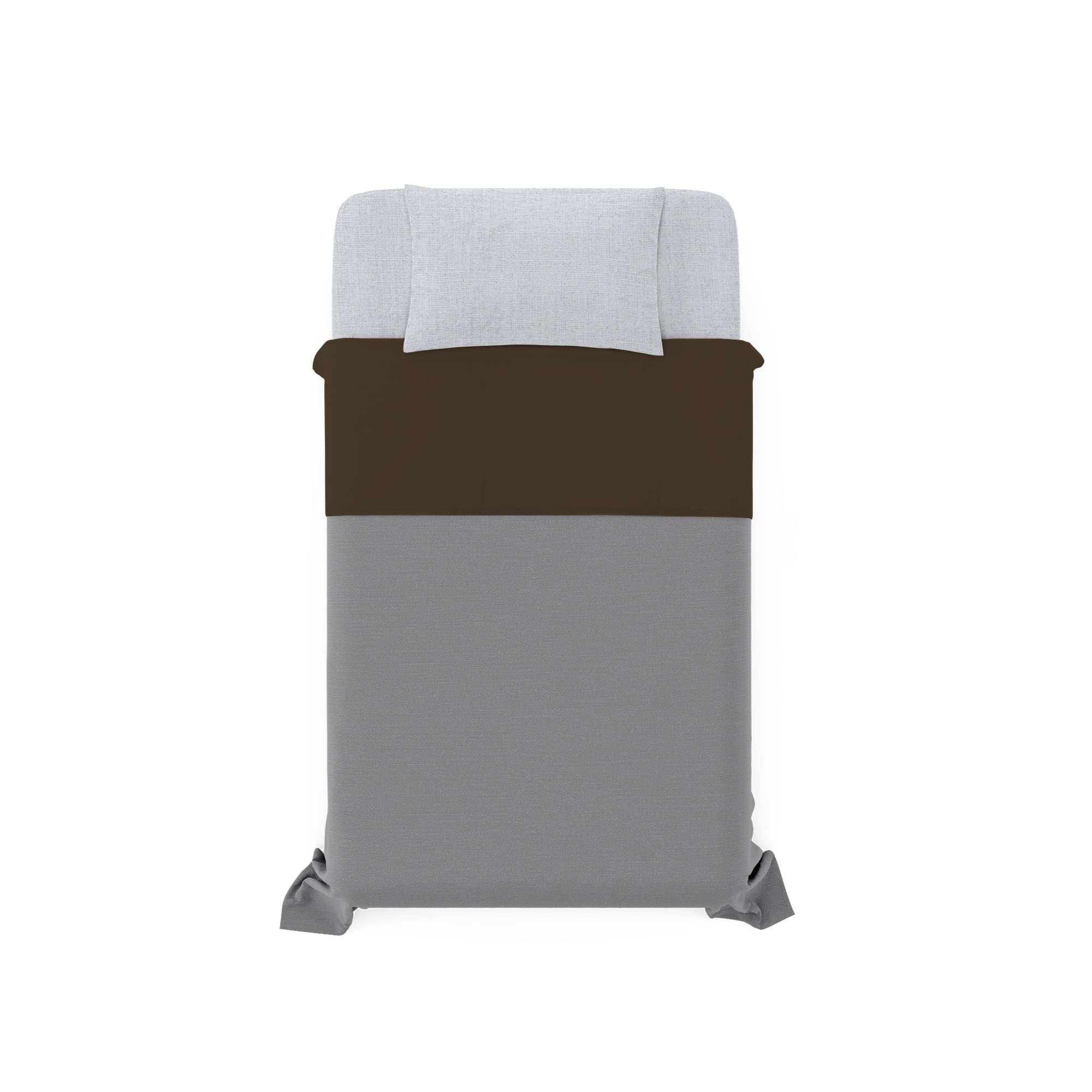 Italian Bed Linen TRENDY CHIC 100% Cotton Bedding Set, Queen Size, Chocolate, King single - Image 2