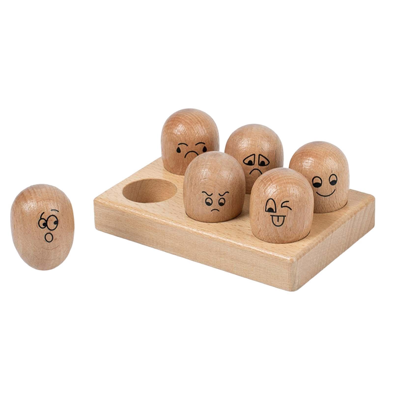 lmoikesz Portable Funny Facial Expressions Toy Party Favors Gift Social Emotional Playthings Learning Activities Wooden Emotion Eggs Educational Toys All Ages Travel Games Portable