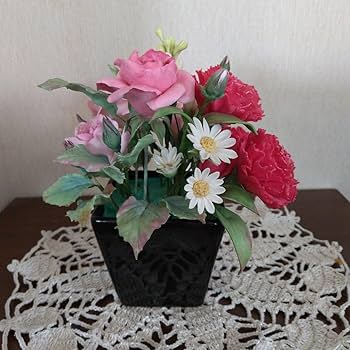 クリスマステーブルフラワー（クレイフラワー）パンフラワー eternal flower＊クレイアートフラワーで飾るフラワーハーフ