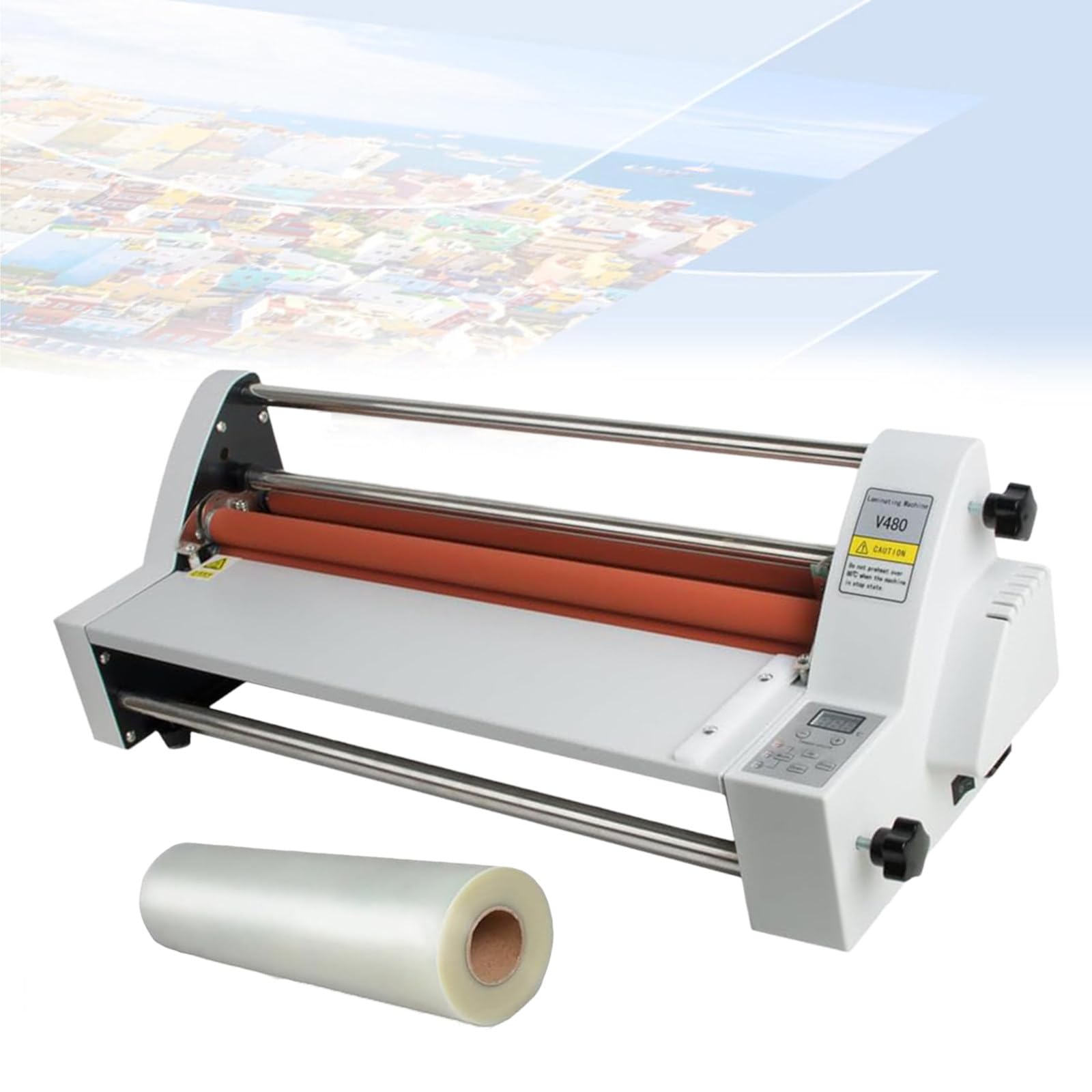 LHUITUI Commercial Laminating Machine, Single Dual Sided Laminator, Hot Cold Roll Film Laminator, 1 Inch / 2.5 cm Membrane Core, 700W, With Heat And Cold Modes, For School And Office V480