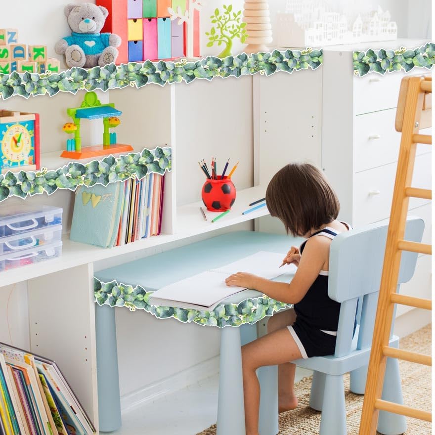 Miniatura 5 de Decoración de bordes de tablón de anuncios, bordes de aula para tablón de anuncios, borde troquelado de eucalipto, decoración de pared de aula,