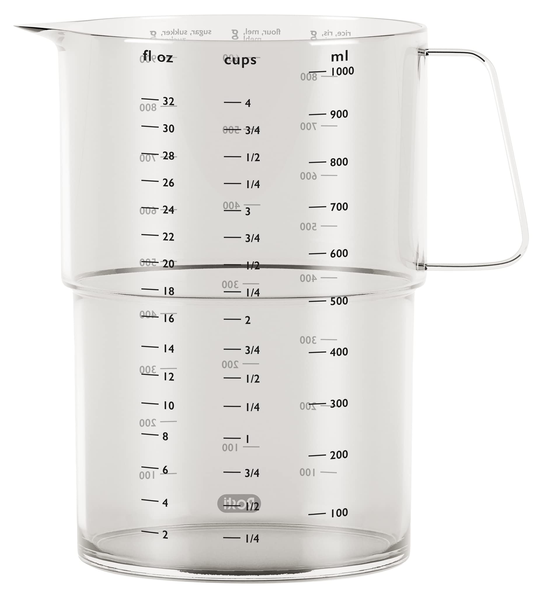 Rosti Mensura - Vaso medidor de plástico SAN, 1000 ml, transparente