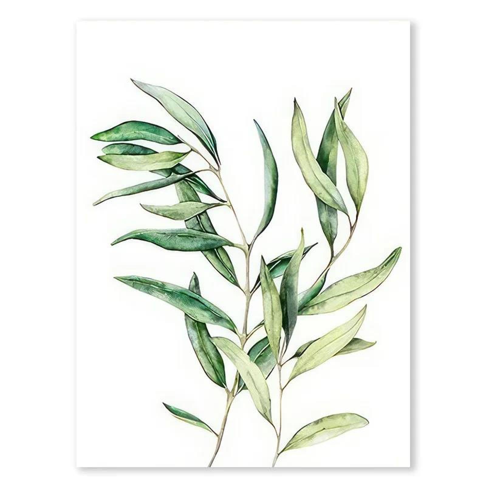 SHINERING 1Pc Green Leaves Posters Prints Minimalist Canvas Painting Wall Art Home Decor A9 21X30Cm Unframed