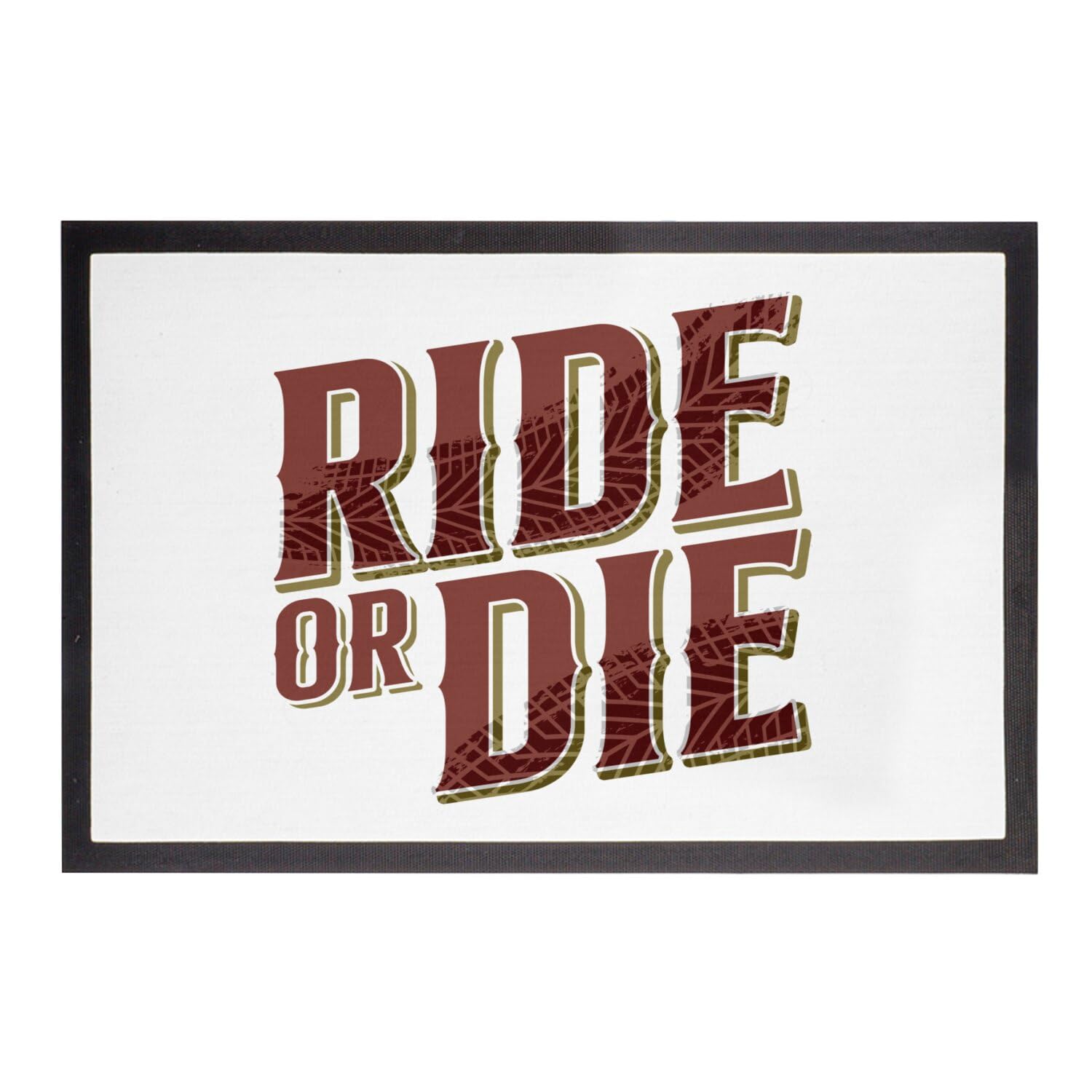 Paillasson Cafe Racer Ride Or Die tapis anti-salissure blanc pour entrée motard