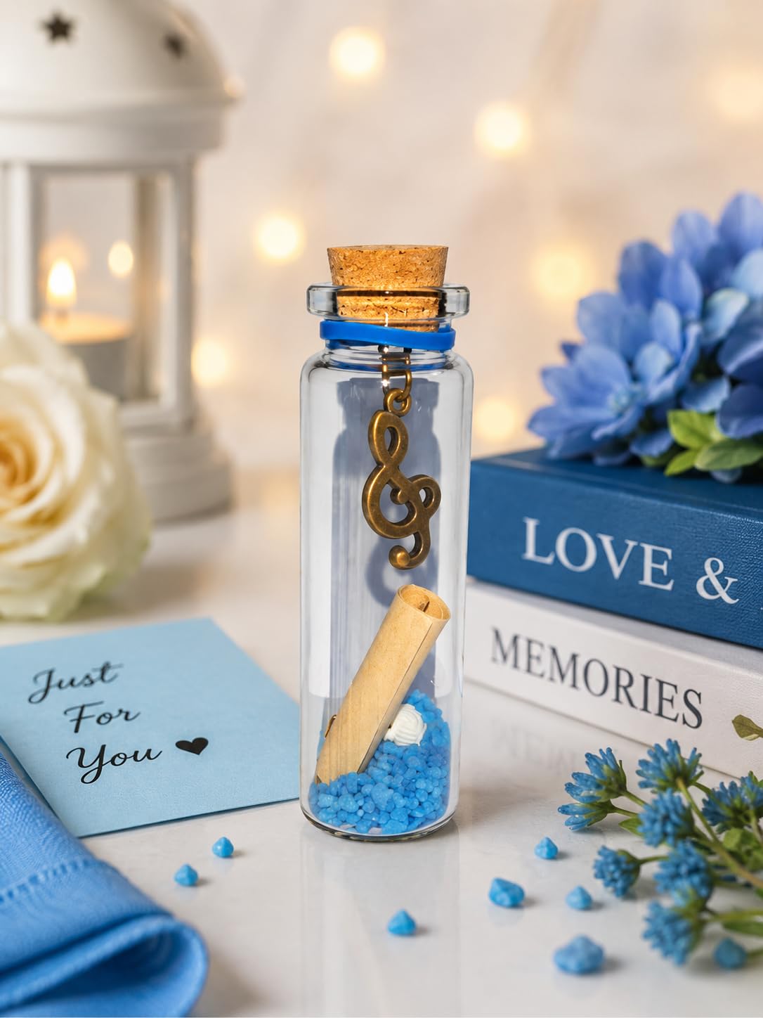 Mini Music Note Glass Wish Bottle with Secret Message Scroll | Handmade Cork Bottle | Musical Gift Keepsake | Music Lover Gift | Decorative Memory-image-10