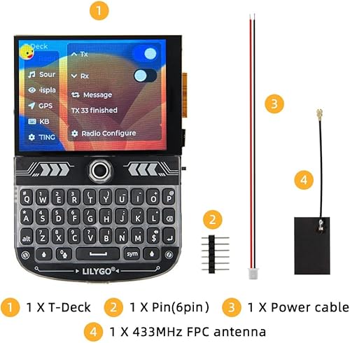 Miniatura 7 de LILYGO T-Deck ESP32-S3 LoRa BLE WiFi TTGO Module LoRaWAN Tablero de desarrollo de largo alcance (negro LILYGO Firmware)