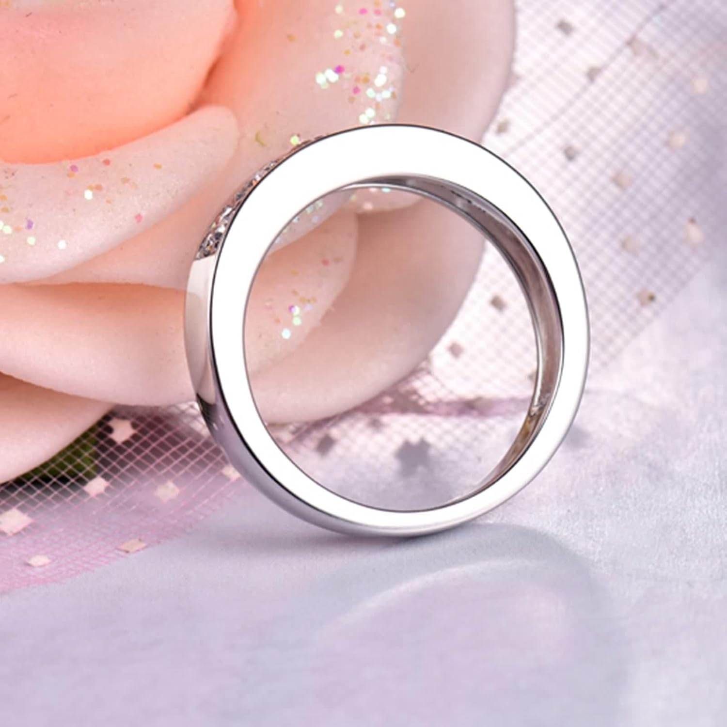 Engagement Rings for Women 18K White Gold, Diamond Wedding Ring Round White Gold Statement Proposal Band Jewelry Real 750