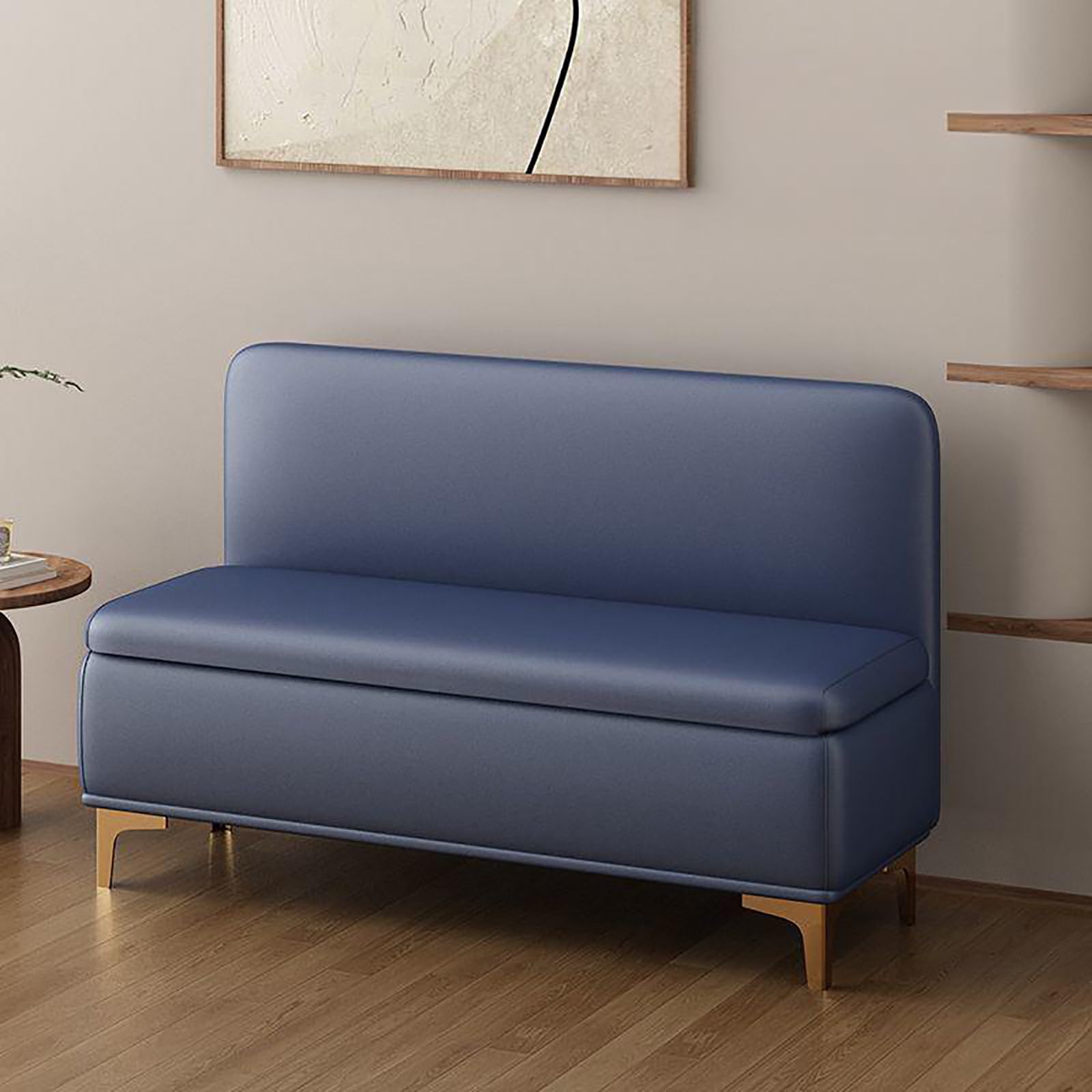 MSHGSKU Wooden Storage Bench with High Backrest Upholstered Seat Shoe for Entryway Living Room Office Hallway 47.2" Wide Ideal Footrest.