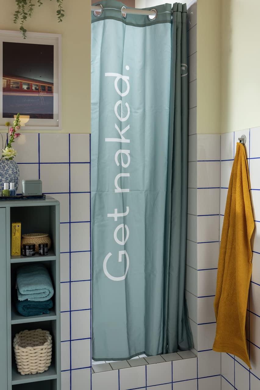 Get Naked Duschvorhang Mit Blattgold-Muster – 182,9 X 182,9 Cm, Wasserdicht, Aus Polyester, Mit 12 Haken, Maschinenwaschbar