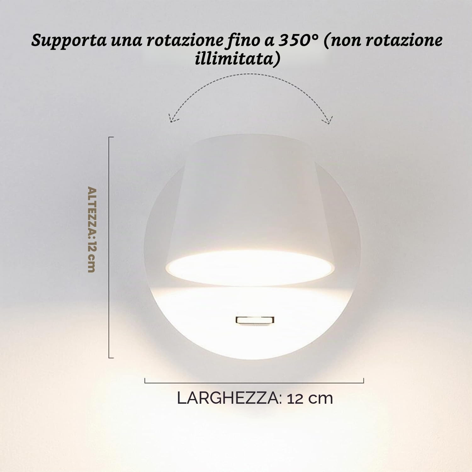 Applique da Parete LED con Interruttore, Lampada Lettura Letto | Angoli Regolabili a 350 Gradi, Bianco Caldo 6W, Lampada da Parete Moderno per Soggiorno, Camera da Letto, Comodino, Bianco