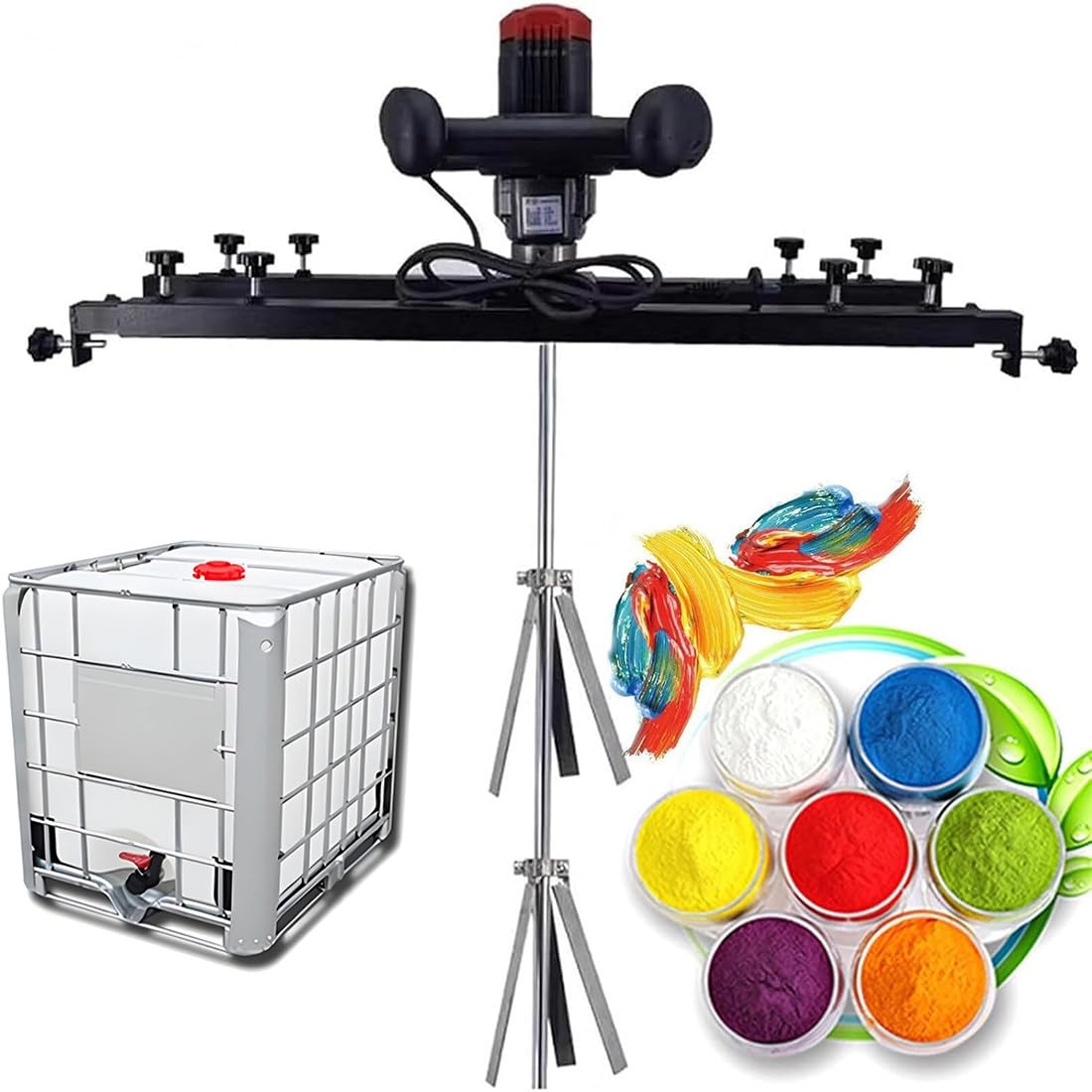 MazmornFly IBC Paint Mixer, 3280W Electric IBC Agitator 1 Ton 1000L Tank Mixer Machine, With Support Hanger, Folding Propeller, for Ink Dissolver Agitator