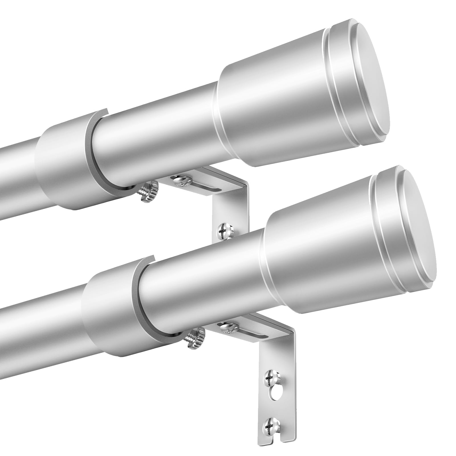 Photo 1 of 1” Diameter Silver Curtain Rods for Windows, 2 Pack 30-120 Inch Heavy Duty Window Rods, Long Adjustable Curtain Rod, Fits Most Standard Windows, Suitable for Bedroom, Living Room, Farmhouse